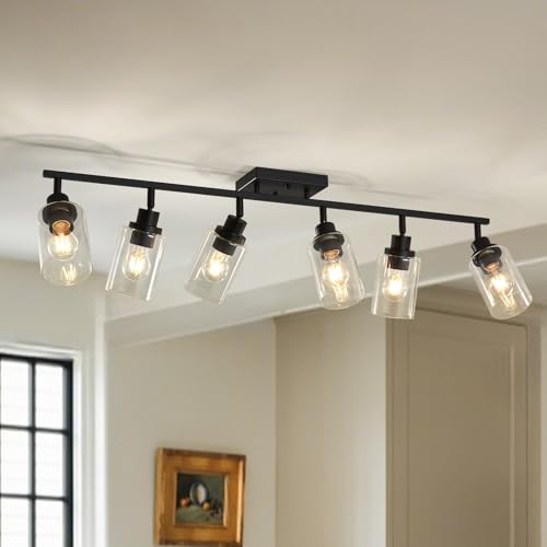 6 Light Kitchen Track Light Fixtures Ceiling Vanity Lights Black (Black / 6-Light)