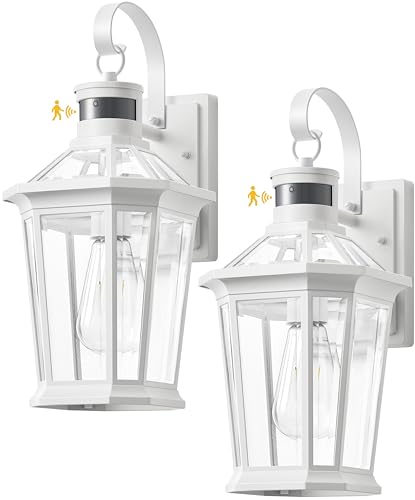 Motion Sensor Exterior Light Fixture (White / Standard 2-Pack)