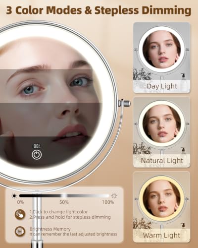 9" Lighted Makeup Mirror with Light (Chrome)