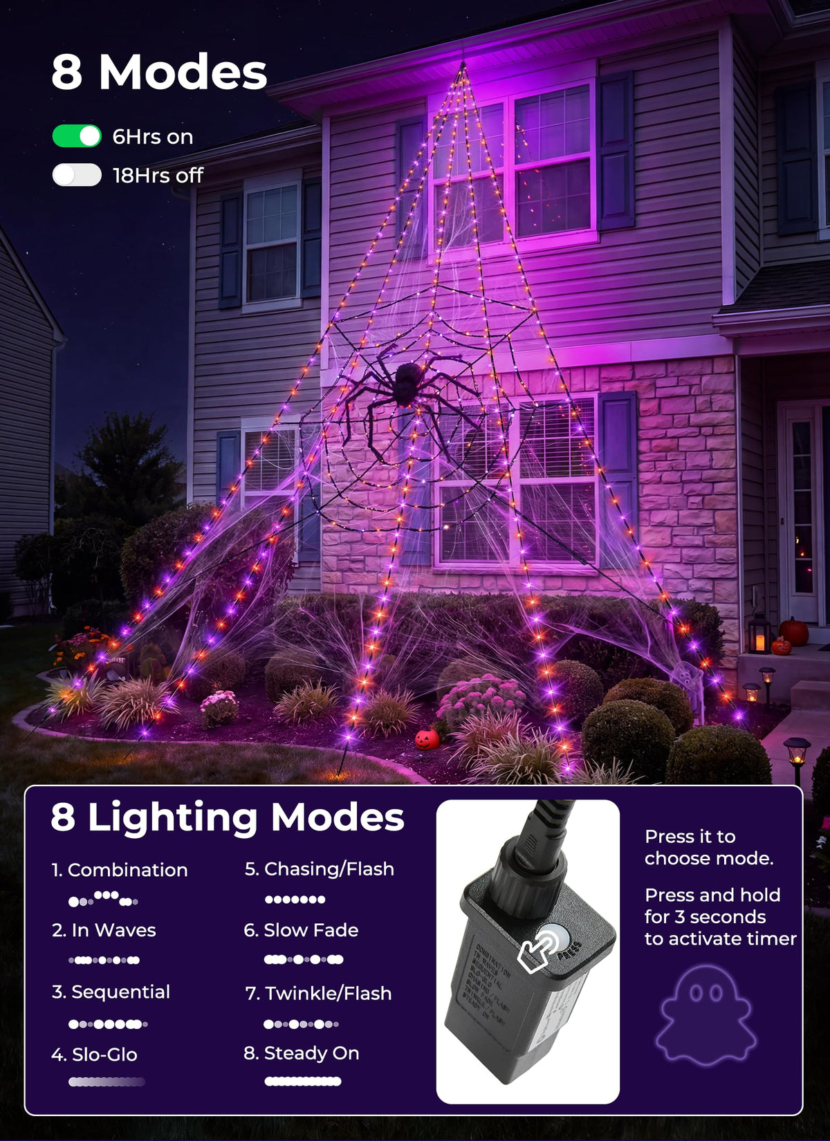 Halloween Decorations Outdoor (Orange & Purple - New Model)
