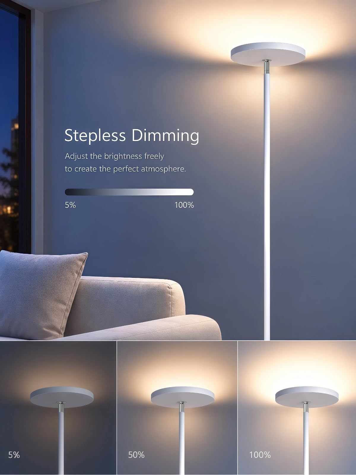 LED Floor Lamp for Living Room (White)