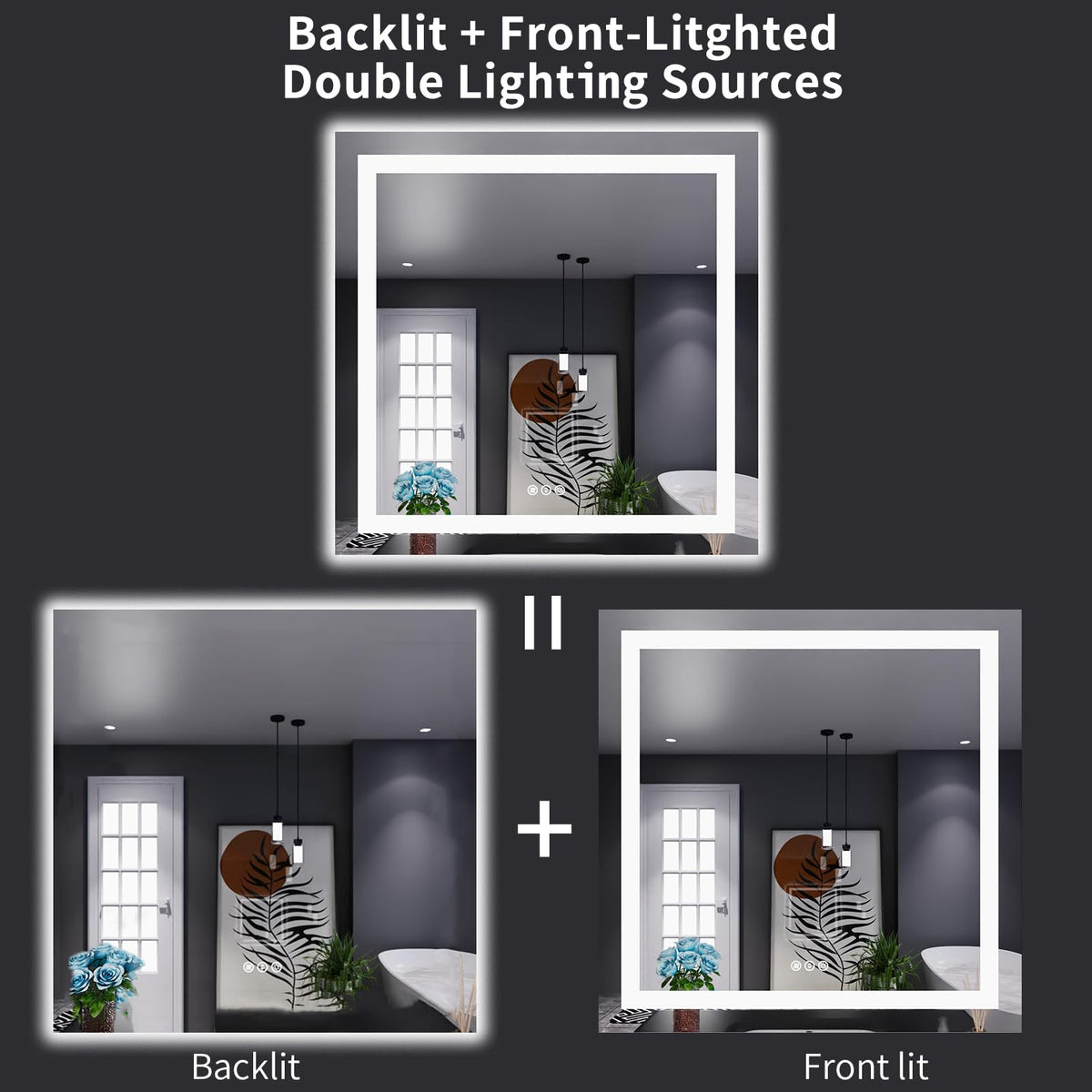 38"X38" LED Bathroom Mirror with Lights (Led / 38"L x 38"W)
