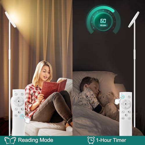 Floor Lamp Upgraded 40W 4000LM Super Bright Torchiere LED Floor Lamps for Living Room (40W White)