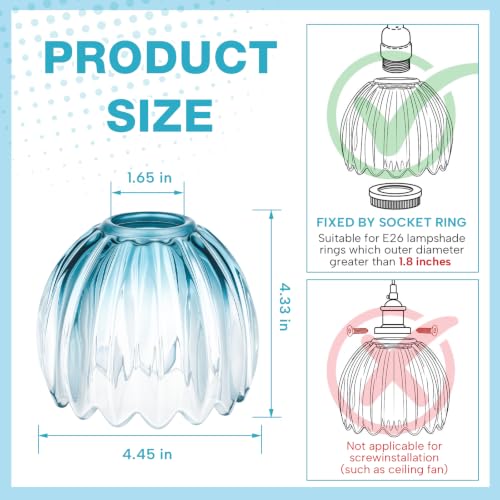 2 Pcs Glass Tulip Lamp Shade (Ombre Blue)