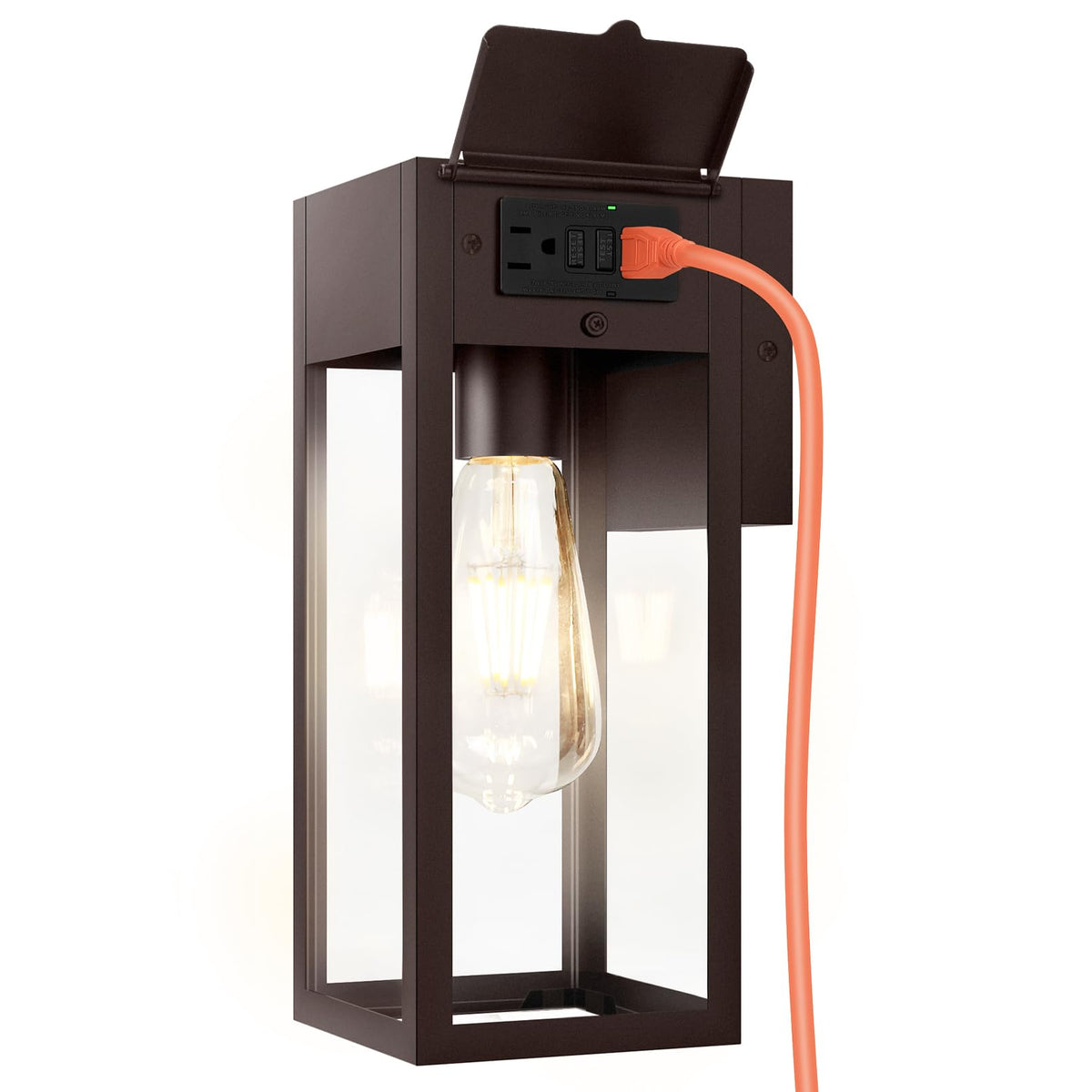 Porch Lights with GFCI Outlet (Bronze 1-Pack (With Outlet) / No Sensor, Standard)