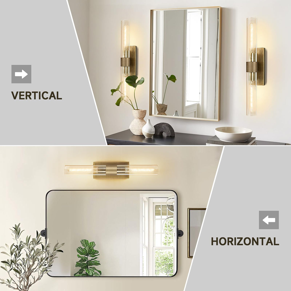Brass Bathroom Vanity Wall Sconces (Bronze-A-Warm / 22.8"-2 Packs)