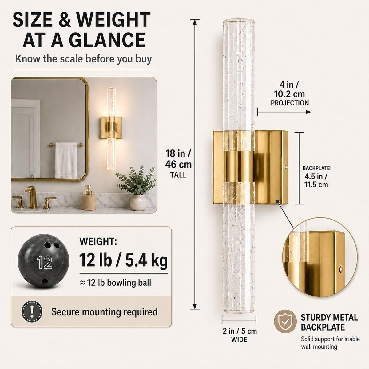 Modern Wall Sconces Set of Two (Gold / 18in)