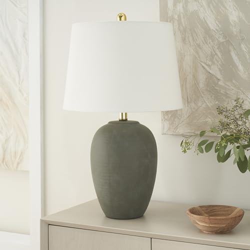 Home 23" Rustic Brown with Gray Undertones Ceramic Pot Table Lamp for Bedroom