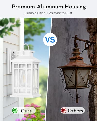 White Porch Lights Outdoor with Dusk to Dawn Sensor (White / Dusk to Dawn Sensor-1 Pack)