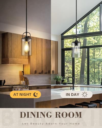 3 Pack Glass Pendant Lights Kitchen Island (Matte Black / 3 Pack)
