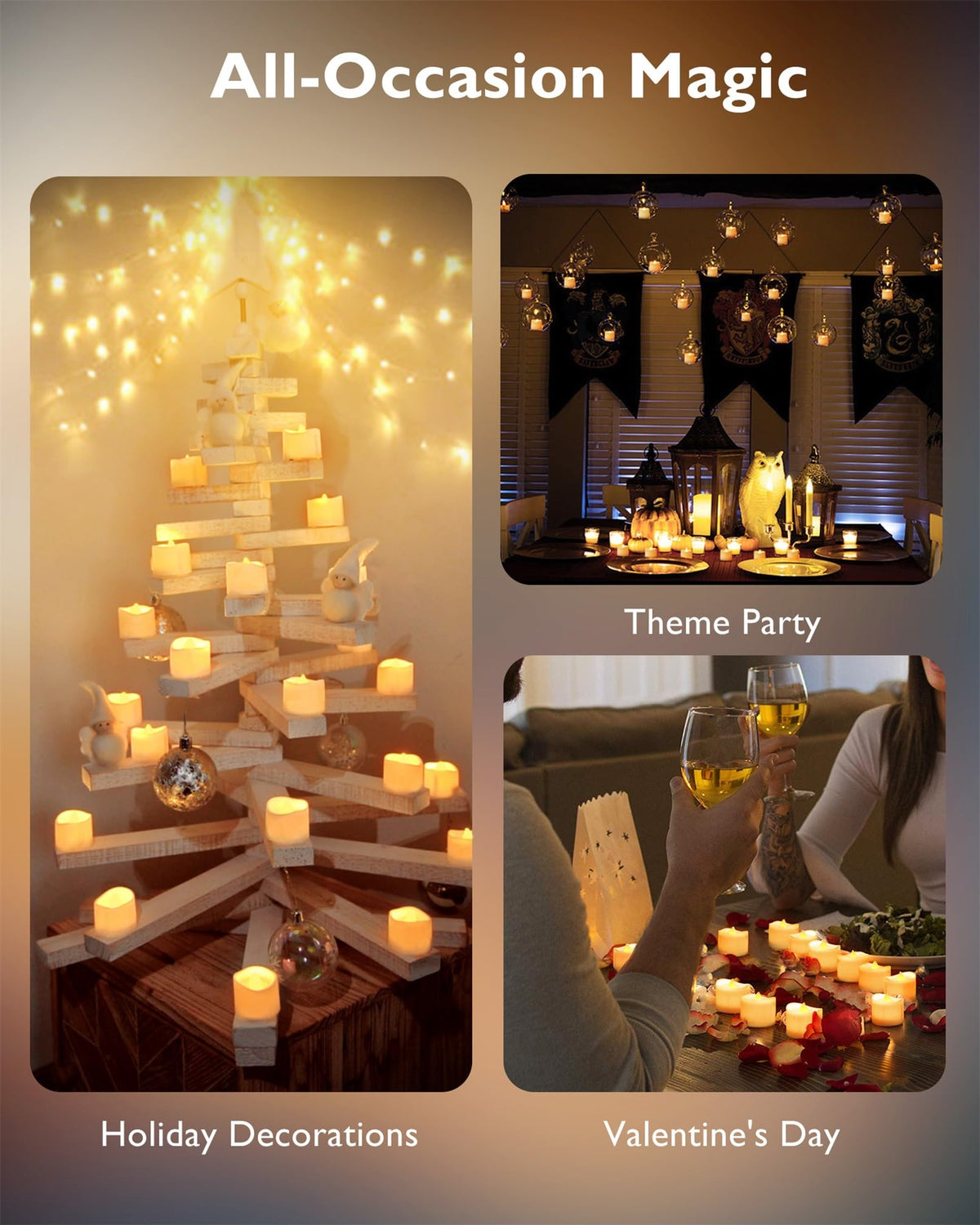 Flameless Tea Lights Candles Battery Operated - 12 Pack