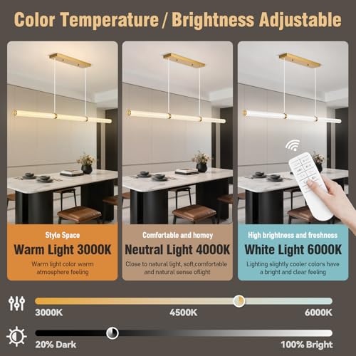 59" LED Linear Pendant Light (Gold / 59IN)