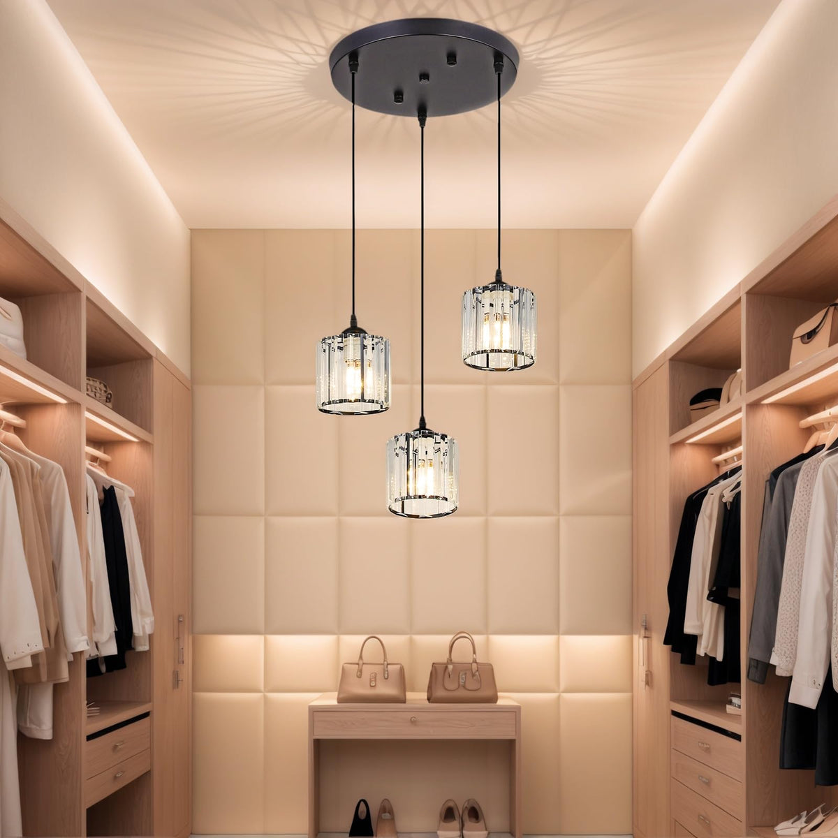 Crystal Pendant Lights Black 3 Light Cluster Ceiling (3 lights)