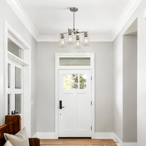 4 Light Brushed Nickel Dining Room Chandelier (Nickel / 4-Lights/D18 '')