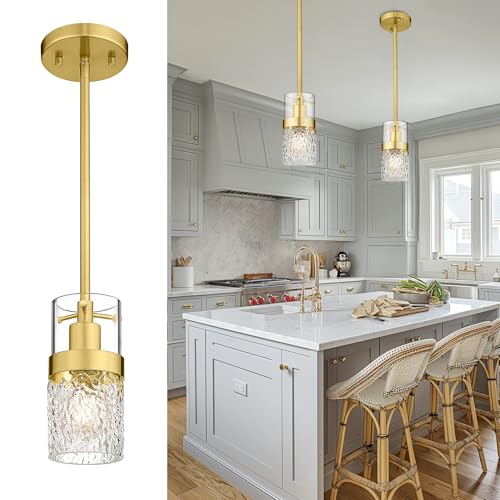 Gold Pendant Light (Gold -Hammered Glass / 3.5" Hammered Glass, 1-Light)