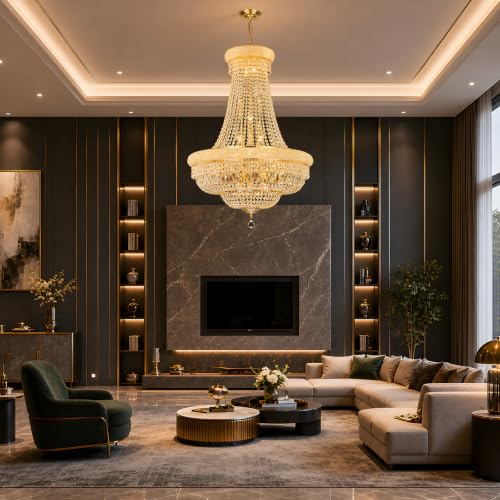 Gold Crystal Chandeliers for Dining Room (Gold / D30'' - 28Lights)