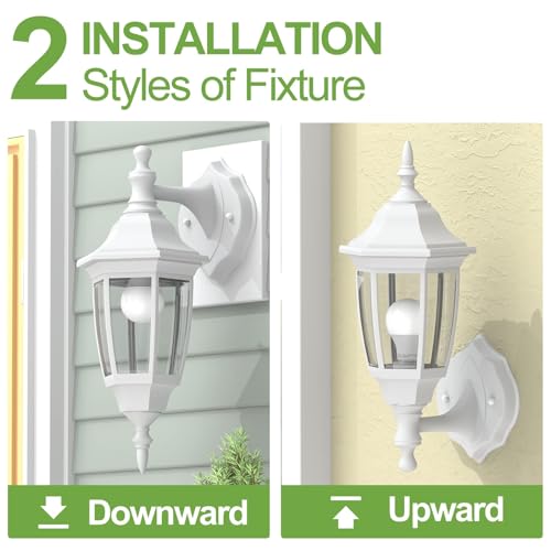 Plastic Outdoor Wall Light Fixtures (White / No Sensor-Plastic)