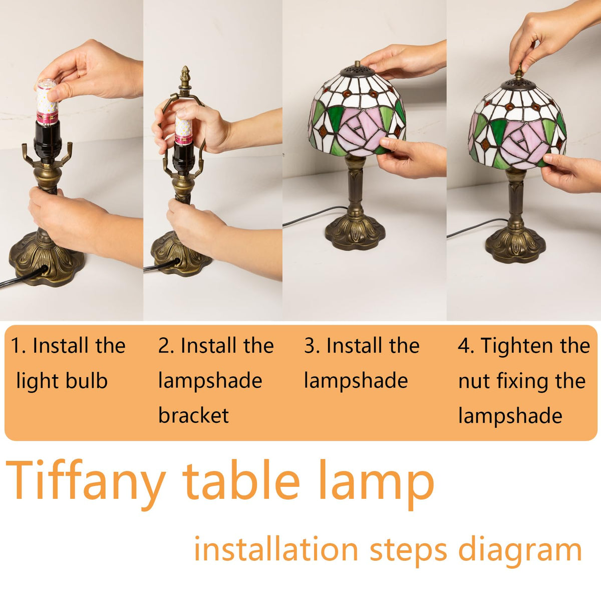 Small Tiffany Style Lamp (D Rose)