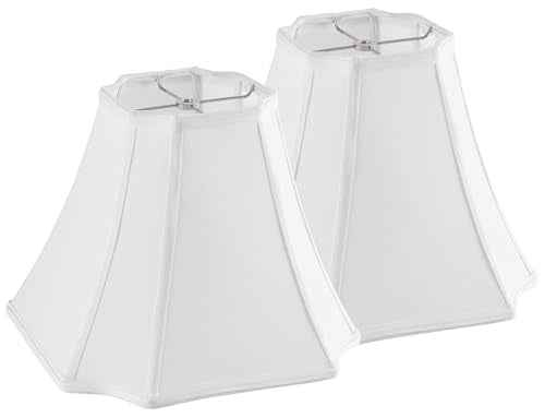 Pure White Linen Square Cut Corner Bell Lamp Shade Set of 2 Medium Lampshade 6.25×6.25''Top13×13''Bottom×11''Hight (Pure White-1 / (6.25*6.25)(13*13)11* 2 Pack)