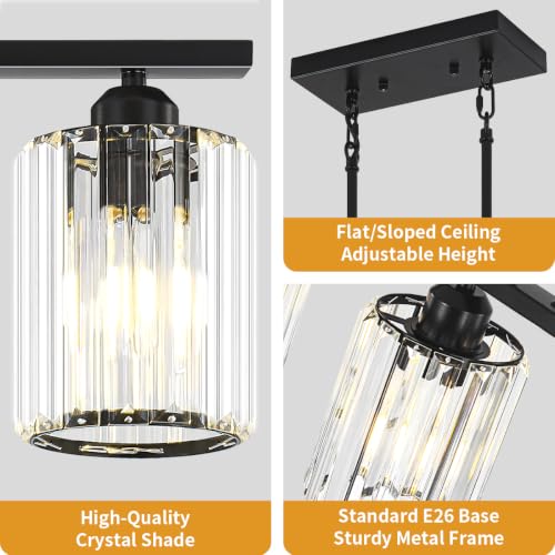 31.89'' Crystal Kitchen Island Lighting Modern Black Linear Chandelier (Black)
