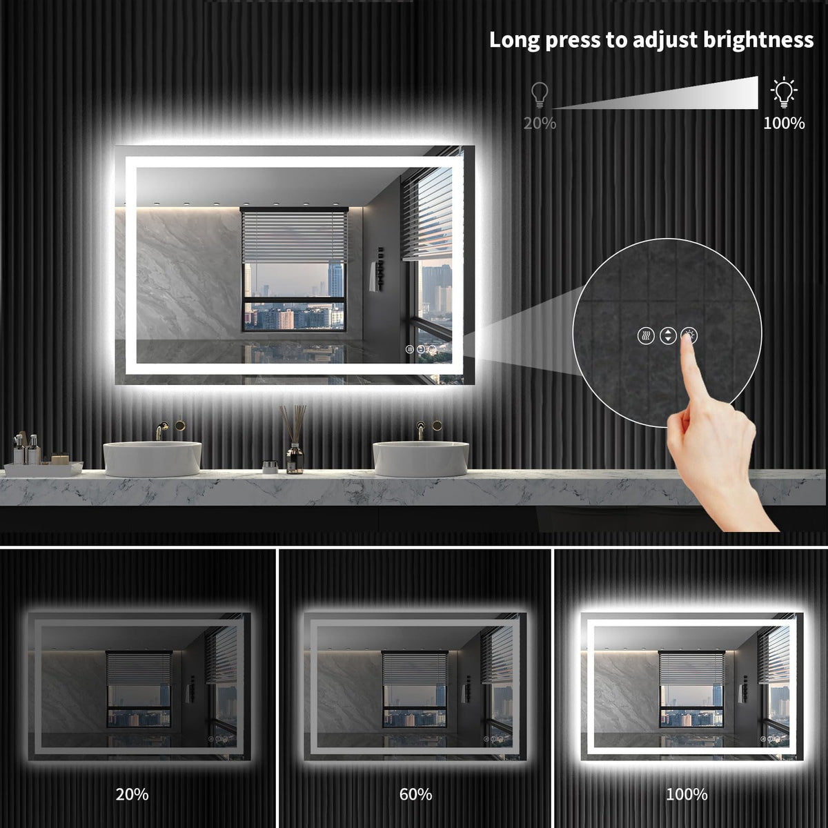 48"X32" LED Bathroom Mirror with Lights (Led / 32"L x 48"W)