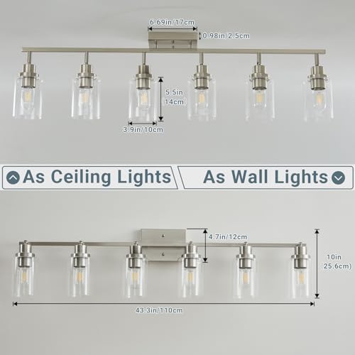 6 Light Brushed Nickel Track Lighting Kit with Clear Glass (Brushed Nickel / 6-Light)