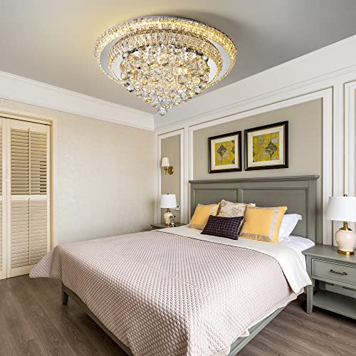 Elegant LED Crystal Raindrop Ceiling Light (Silver / 24 inches)