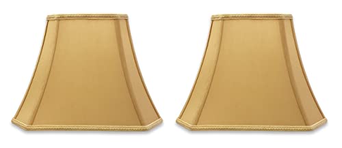 DSO-68-16AGL-2 Rectangle Cut Corner Bell Designer Lamp Shade, (6.25x8) x (11x16) x 12, Antique Gold, 2-Pack ((6.25 x 8) x (11 x 16) x 12 / Antique Gold - 2 Pack)