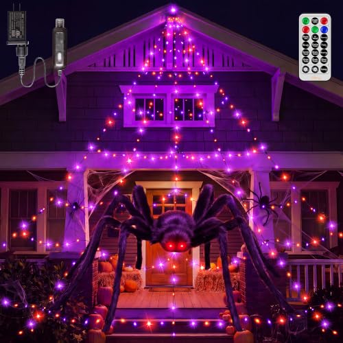 Halloween Web Lights with Spiders