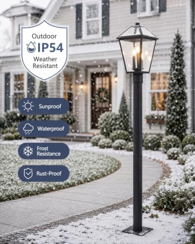 Outdoor Lamp Post Light with 3 (80"- 3-Light Warm Bulb)