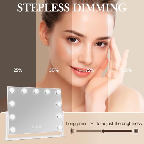 16 x13 in Hollywood Makeup Mirror with Lights (White / 12.7"L x 15.6"W)