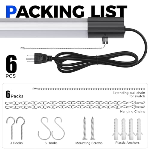 BS168 LED Shop Lights 8FT for Workshop (5000K / Black-168W-8FT-6 Packs)