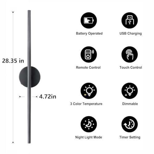 Rechargeable Wall Sconce Set of Two (Matt Black / Large Round)