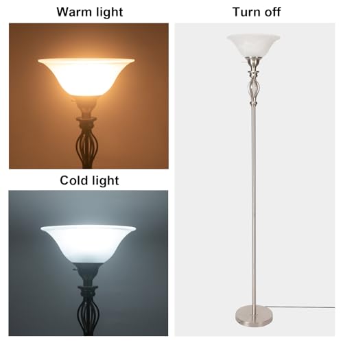 Torchiere Floor Lamps for Living Room (Scroll Lamp - Brushed Nickel)