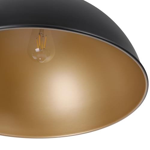 17.7 in Large Dome Pendant Light (Black and Gold / 17.7 Inch)