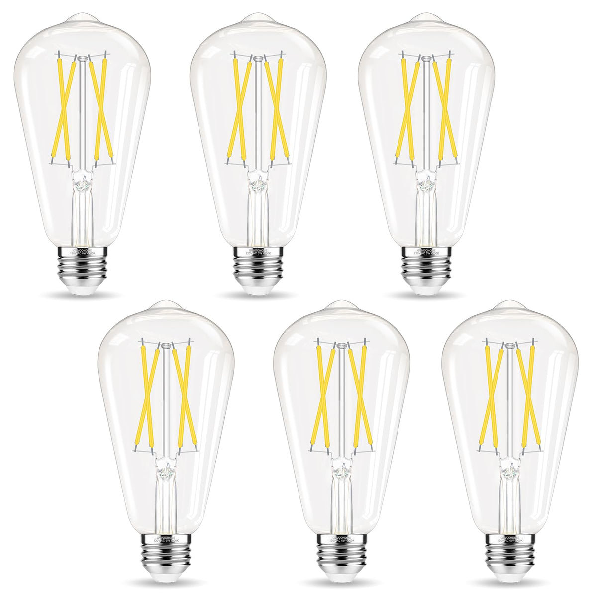 Edison Bulbs E26 LED Bulb 60 watt Non (6 Pack / Daylight White)