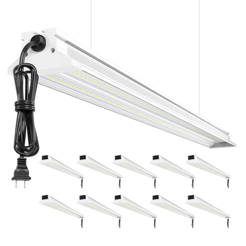 Super Bright Upgrade 60W 4' LED Shop Lights 4FT 10 Pack Linkable 9000LM (4FT-10PACK)
