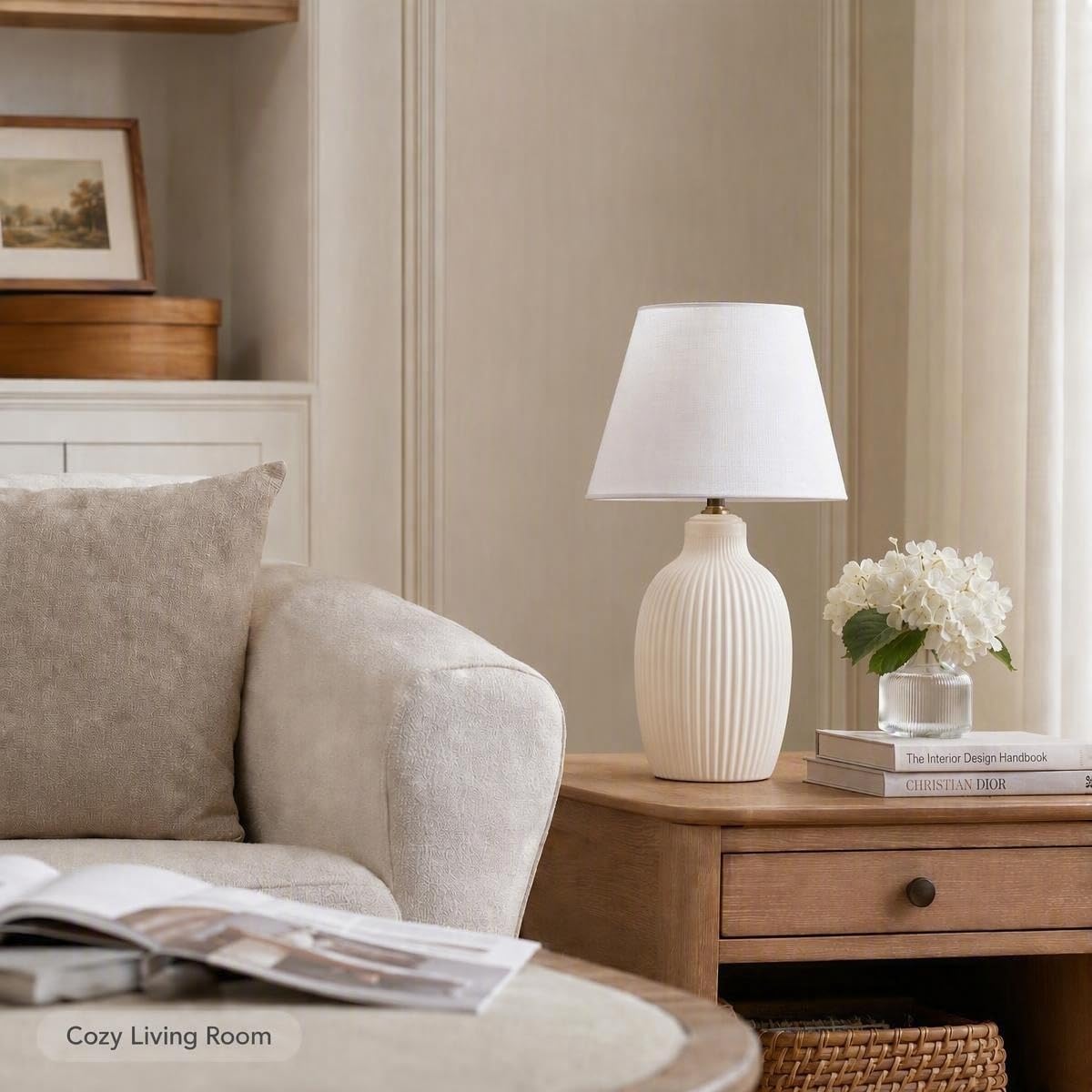 Set of 2 Pre assembled Small White Spider Fitter Lamp Shades for tablelamp (White)