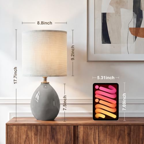 17.7" Ceramic Table Lamps Set of 2 for Living Room Bedroom (Gray)
