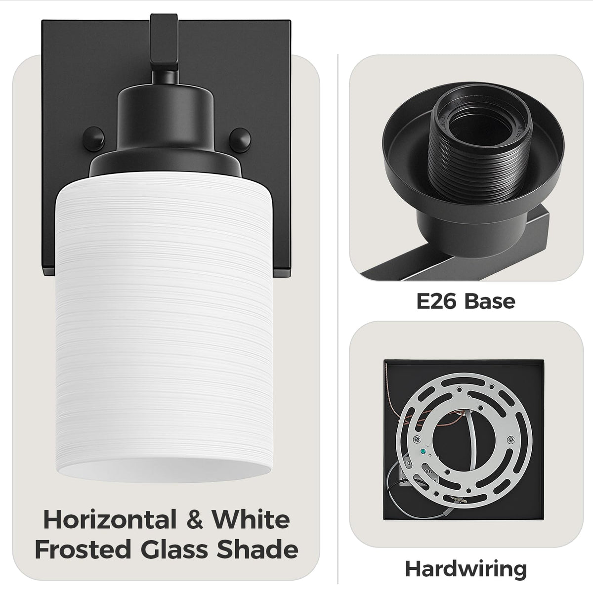 Set of 2 Wall Sconces for Bathroom Black Single Light Vanity Light (Black / 1-Light(2 Pack))