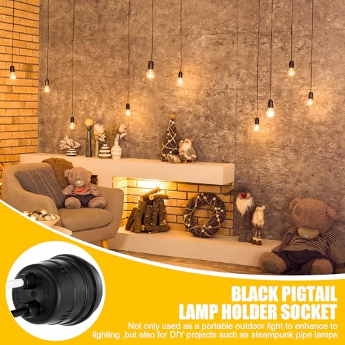 50 Pcs Black Pigtail Lamp Holder Light Sockets E26