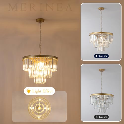 Gold Crystal Chandeliers 7 Lights 20" Luxury Round Chandelier (Gold / Small-20”)