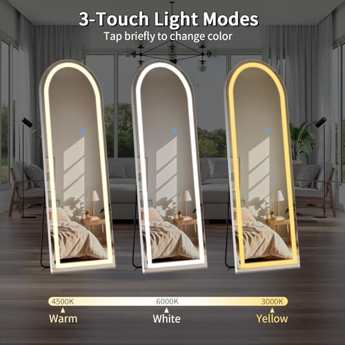 LED Arched Full Length Mirror (Standing Mirror-arched / 65"L x 24"W)