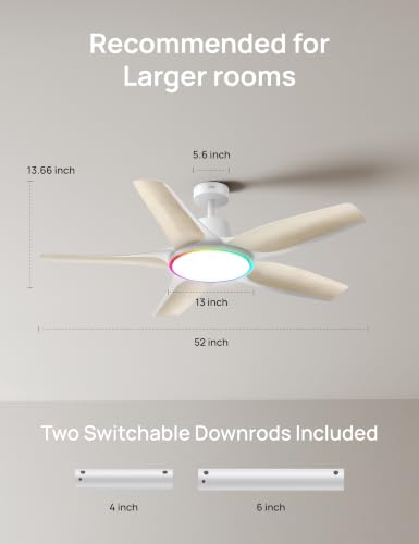 Smart Ceiling Fans with Lights (White)