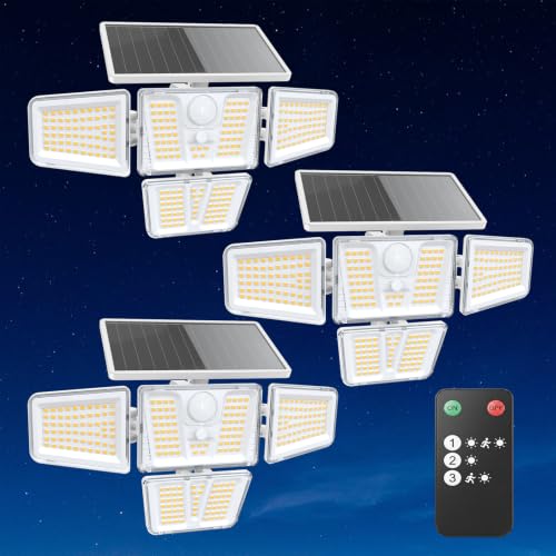 Solar Flood Lights Outdoor (3 Pack-White)