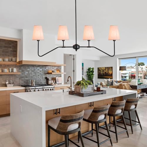 Linear Chandelier with Fabric Shades