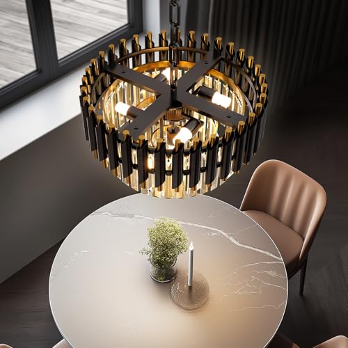 Modern Black Crystal Chandelier (D15.5"XH13.3" Black)