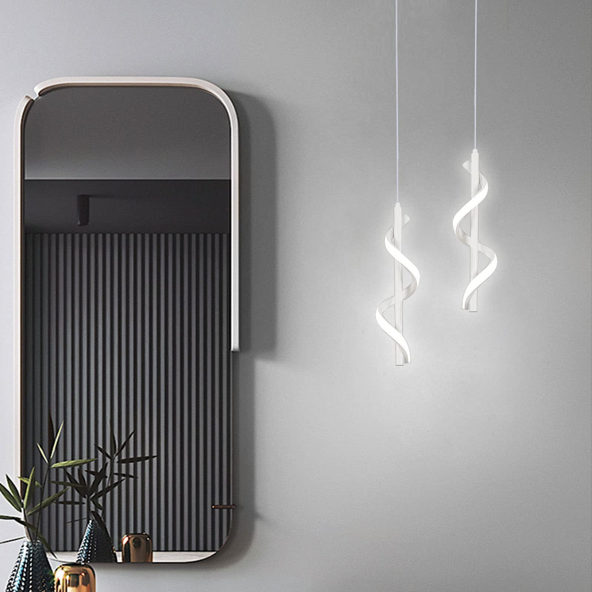 13W Modern Spiral Led Pendant Light Fixture (White)