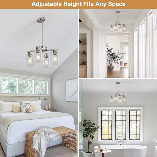 6 Light Black Modern Farmhouse Chandelier for Dining Room Light Fixtures Over Table