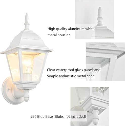Outdoor Wall Lantern 2 Pack White Outside Porch Light (White / Standard Version)